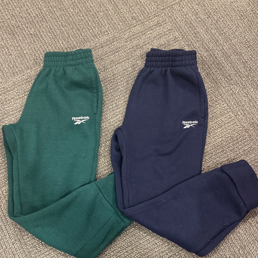 Reebok Kids Green & Navy Joggers - Logo Fleece Sweatpants